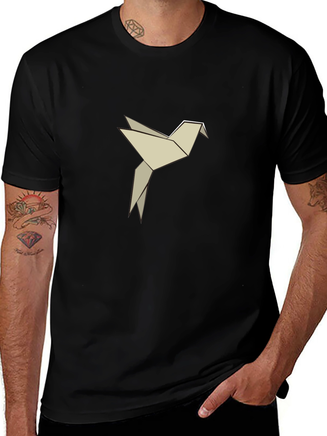 Origami Bird Graphic Tee - Black
