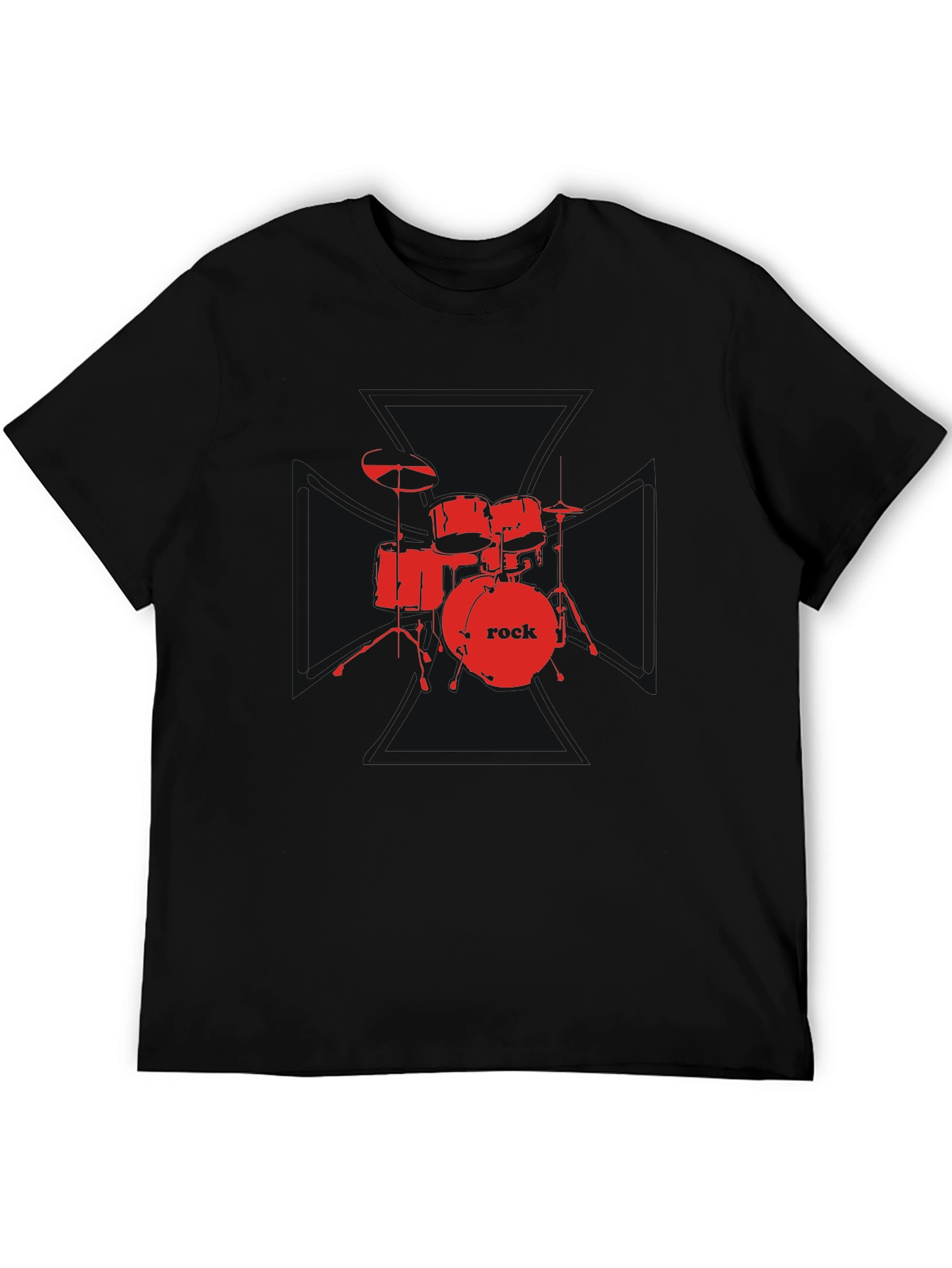 Rock Drum Set Graphic Tee - Black