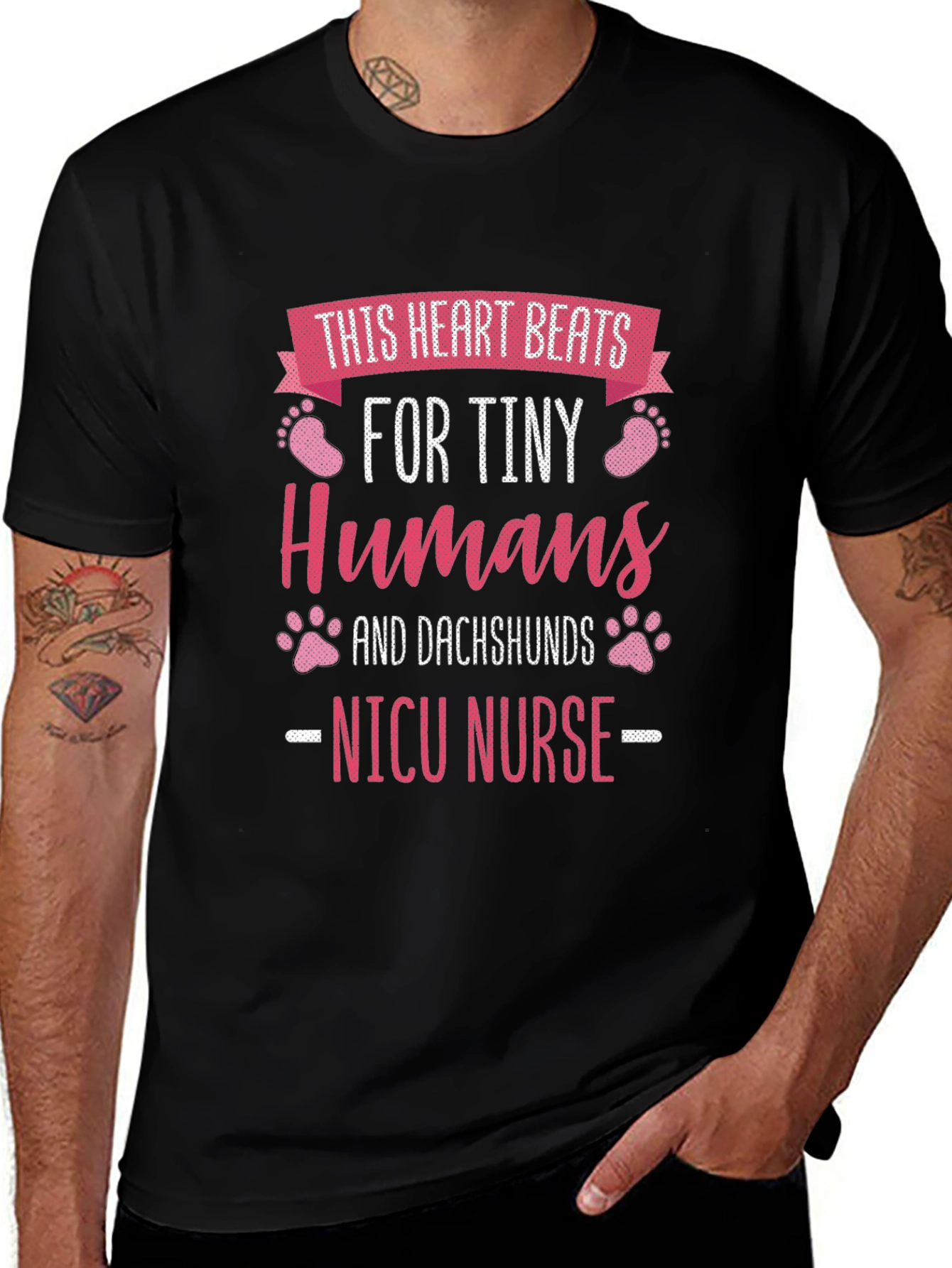 NICU Nurse T-Shirt: This Heart Beats For Tiny Humans and Dachshunds