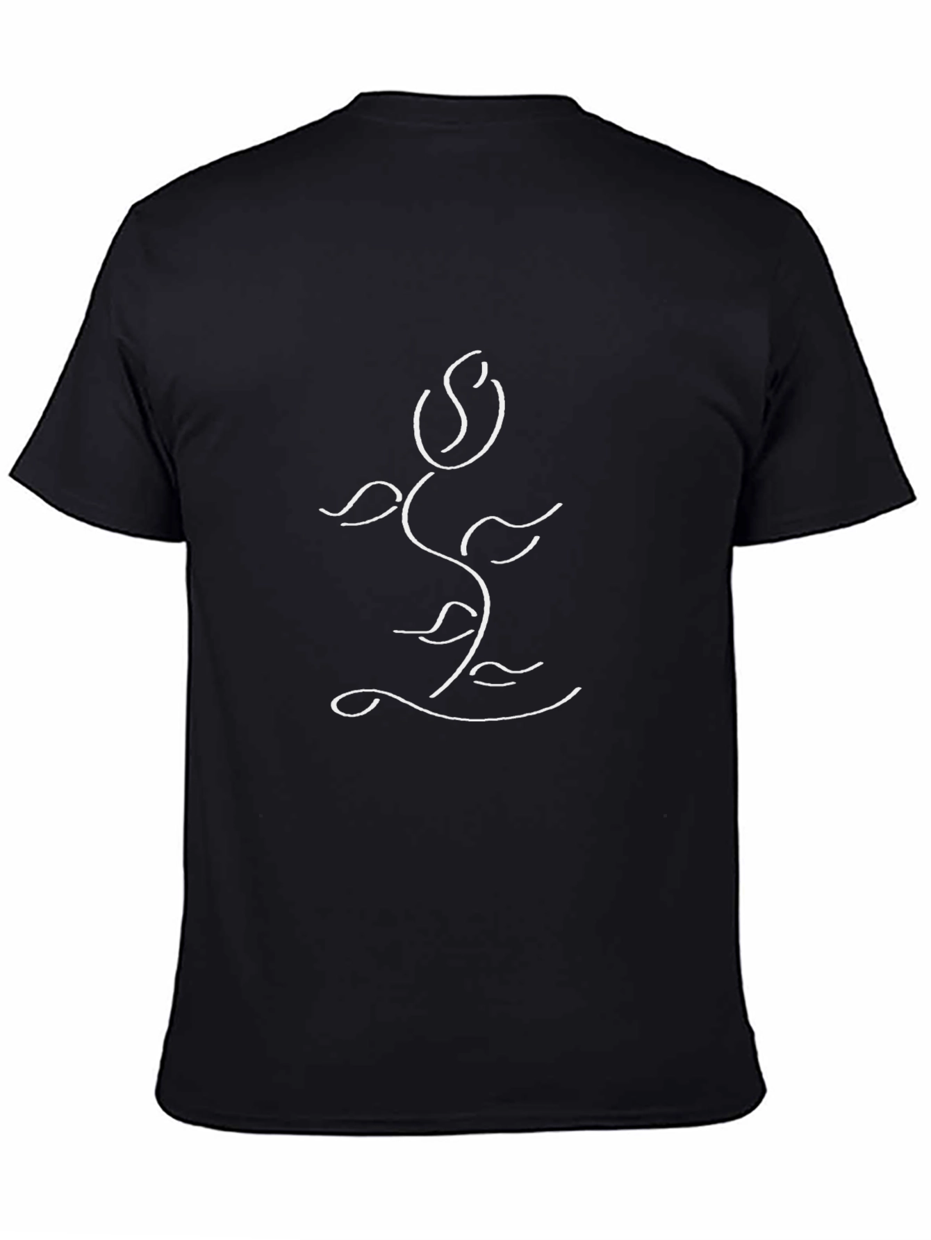 Rose Line Art Black T-Shirt