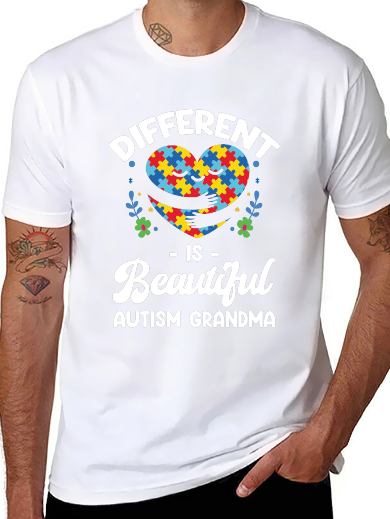 Autism Grandma T-Shirt - Different Is Beautiful