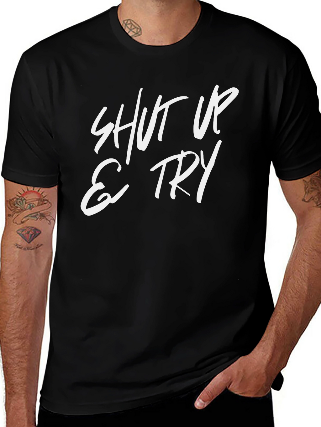 Shut Up and Try Graphic Tee - Black