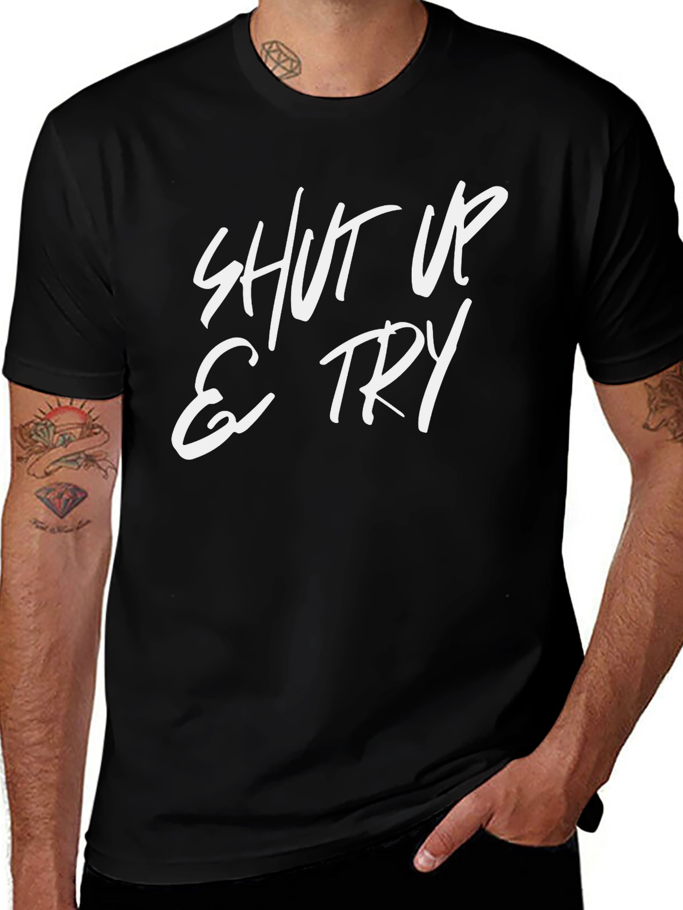 Shut Up and Try Graphic Tee - Black