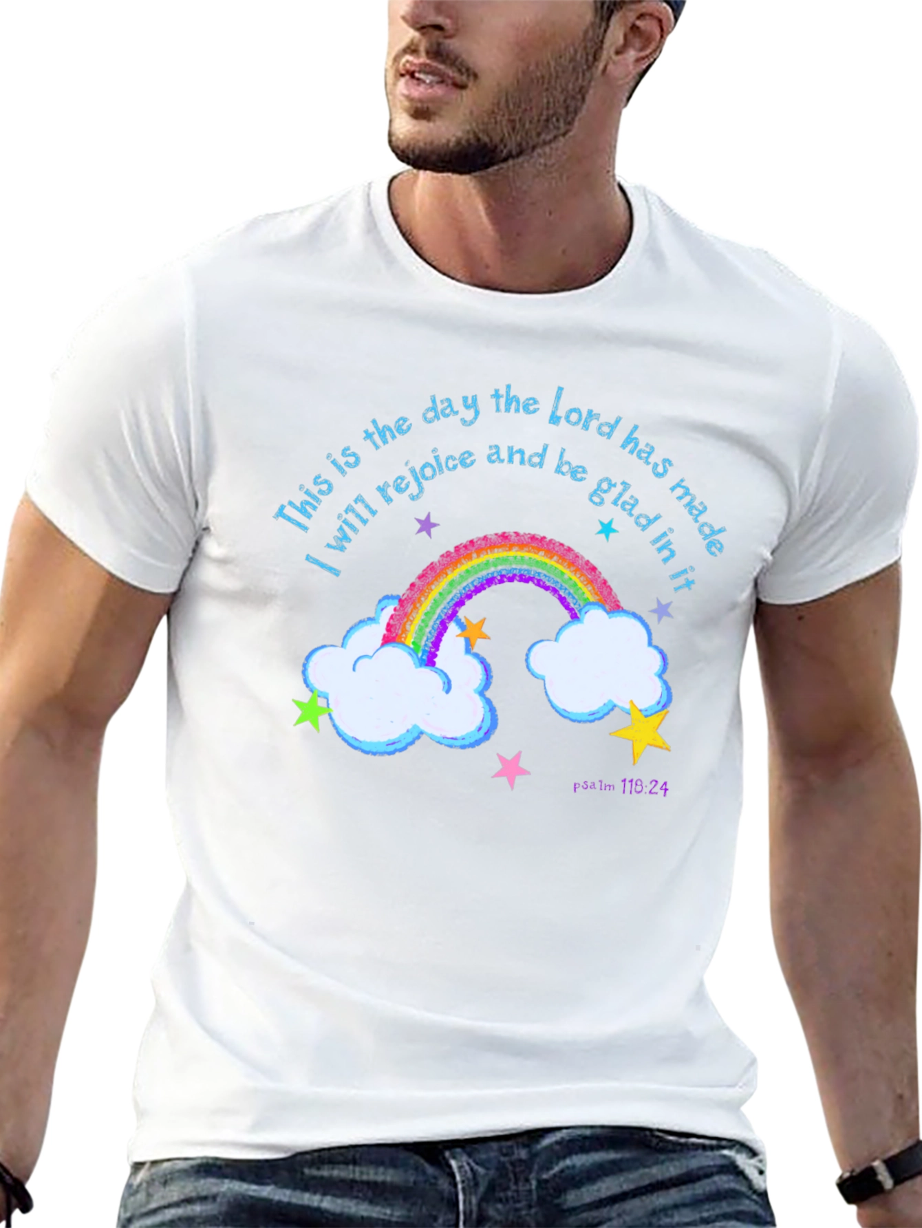 Rainbow Psalm T-Shirt: Rejoice and Be Glad