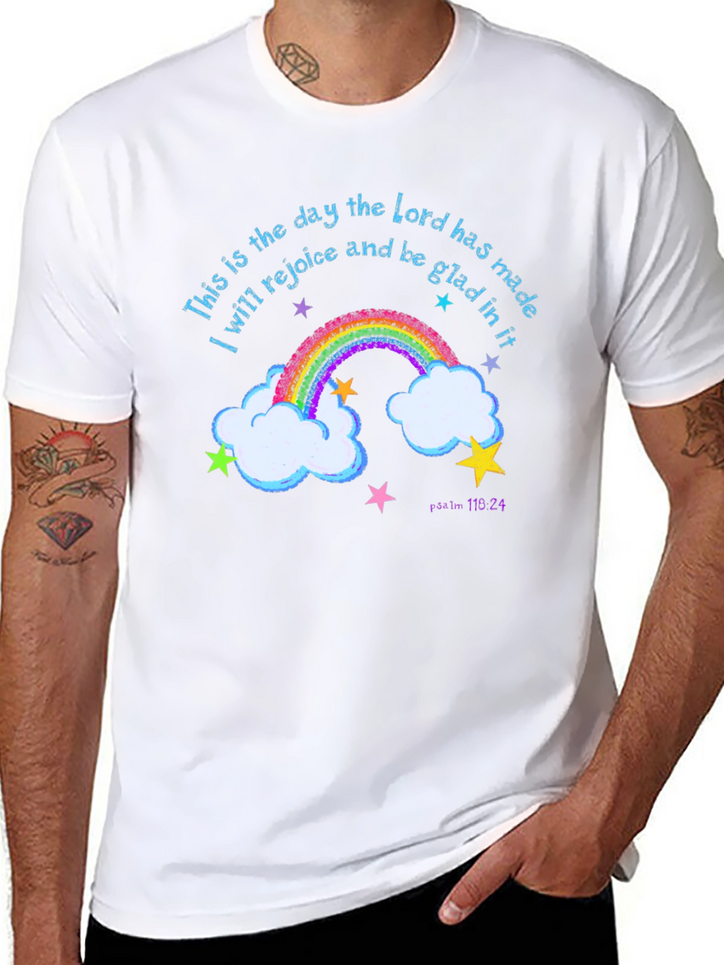 Rainbow Psalm T-Shirt: Rejoice and Be Glad