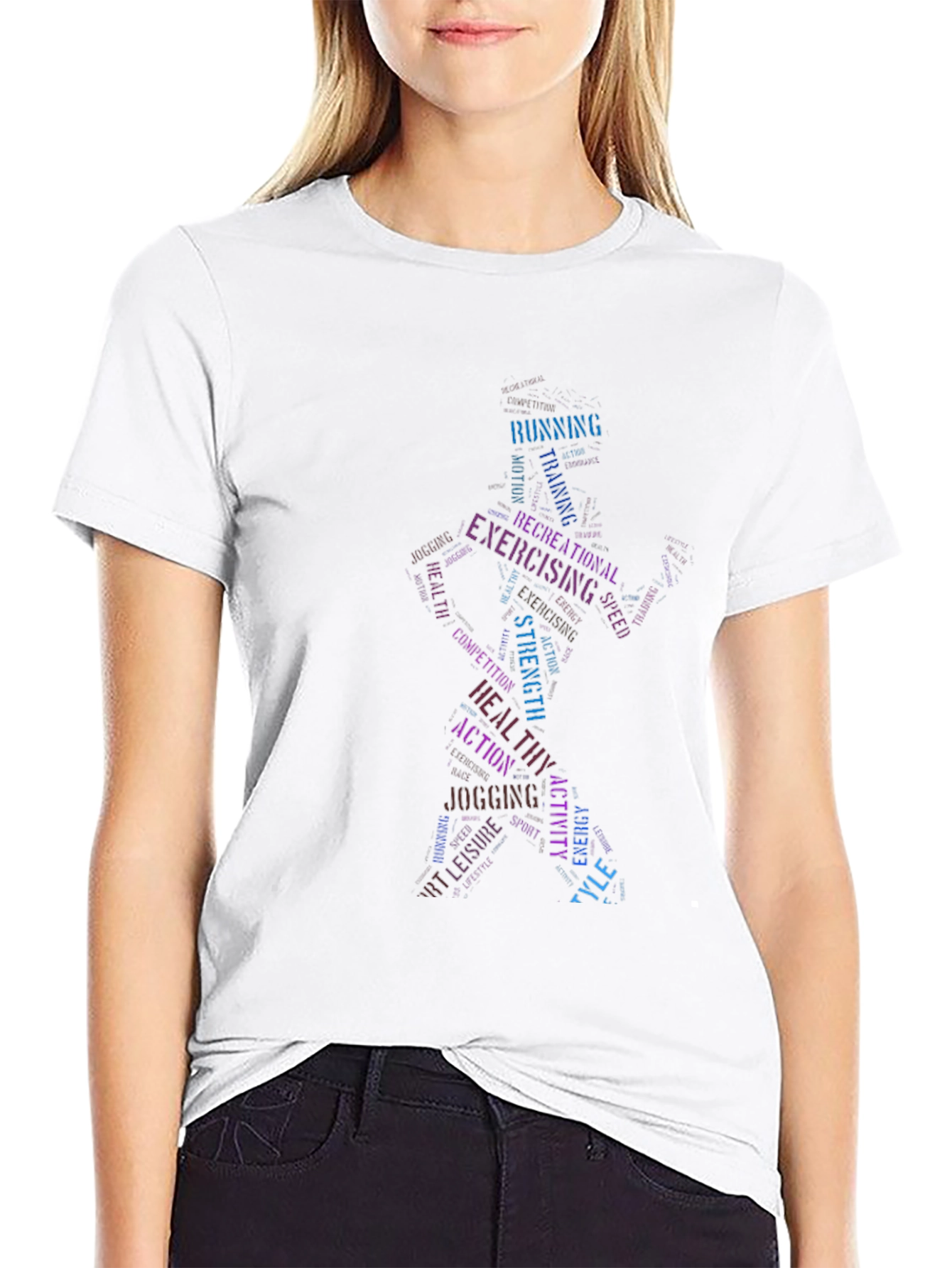 Fitness Word Art Graphic T-Shirt - Exercise Tee