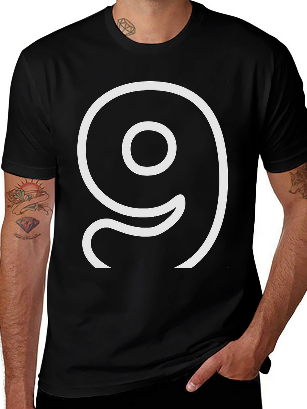 Number Nine Graphic Black Tee Shirt