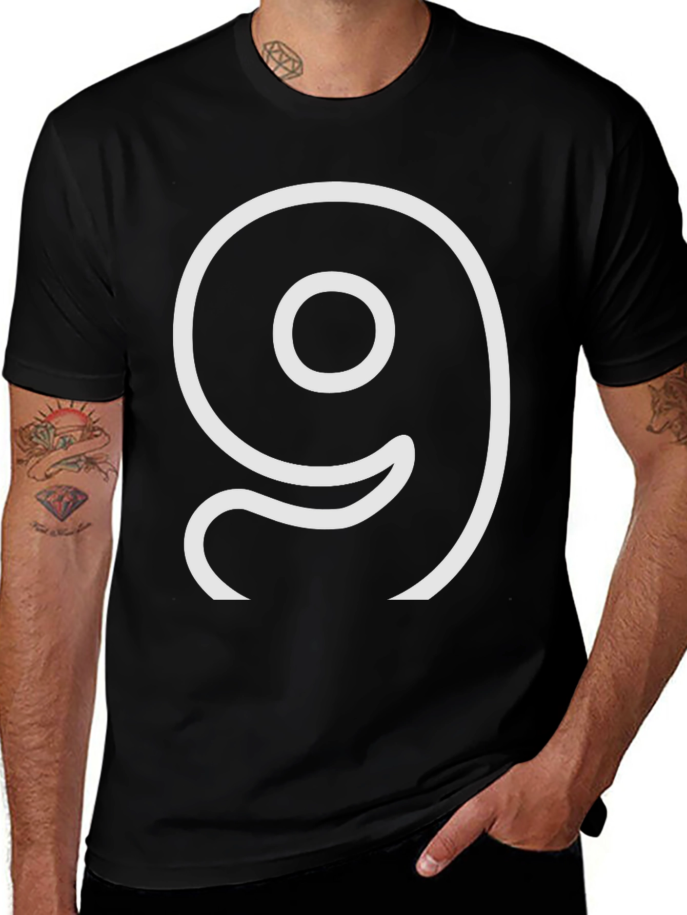 Number Nine Graphic Black Tee Shirt