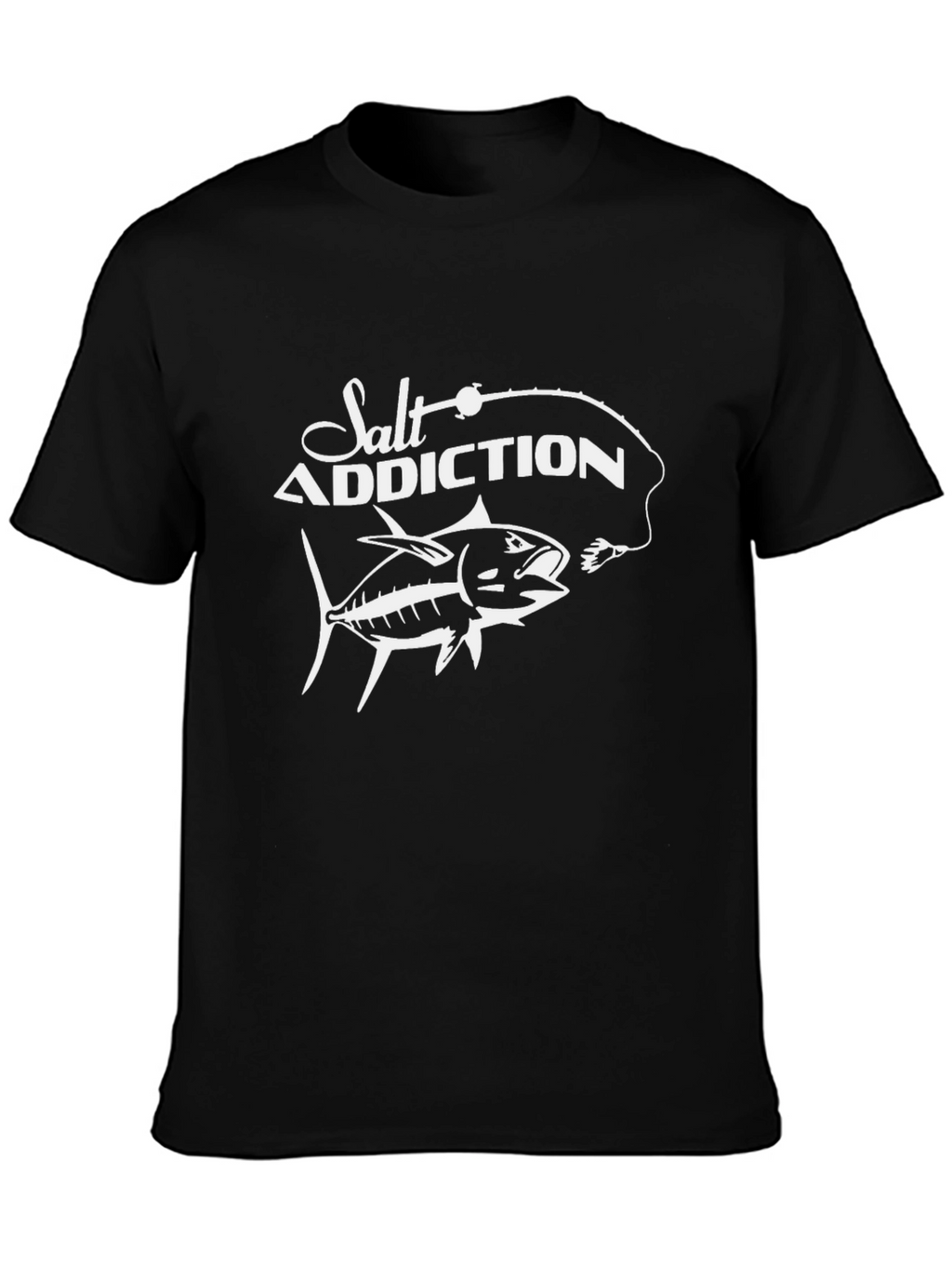 Salt Addiction Black T-Shirt Fishing Angler Graphic Tee