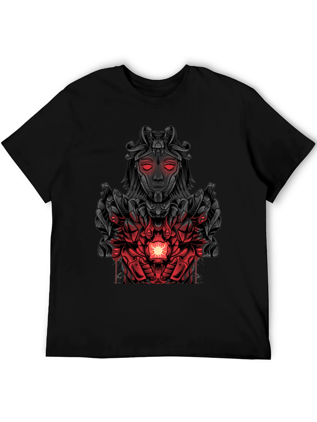 Cyberpunk Goddess Graphic Tee - Dark Futuristic Style