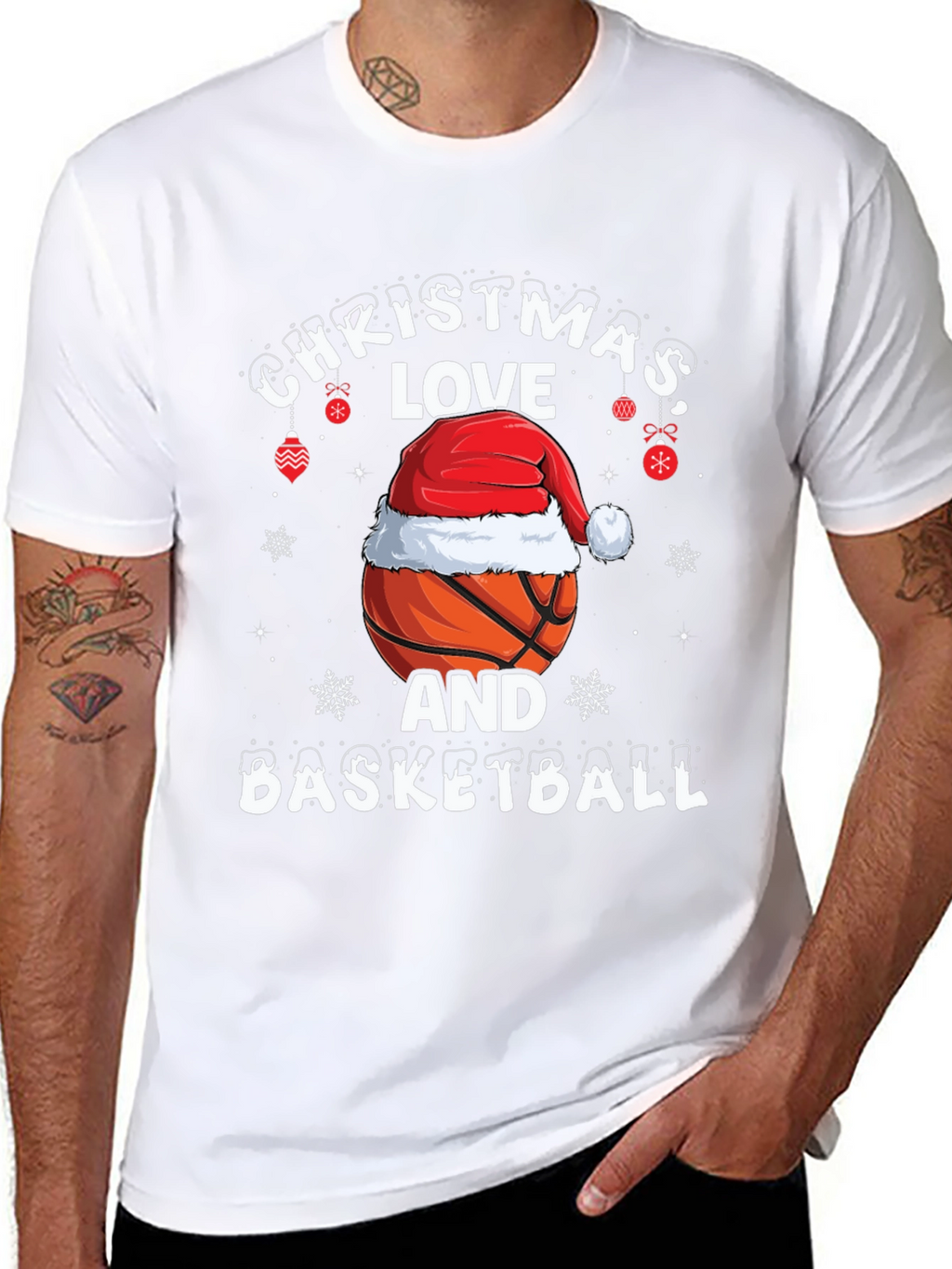 Christmas Love and Basketball Graphic T-Shirt