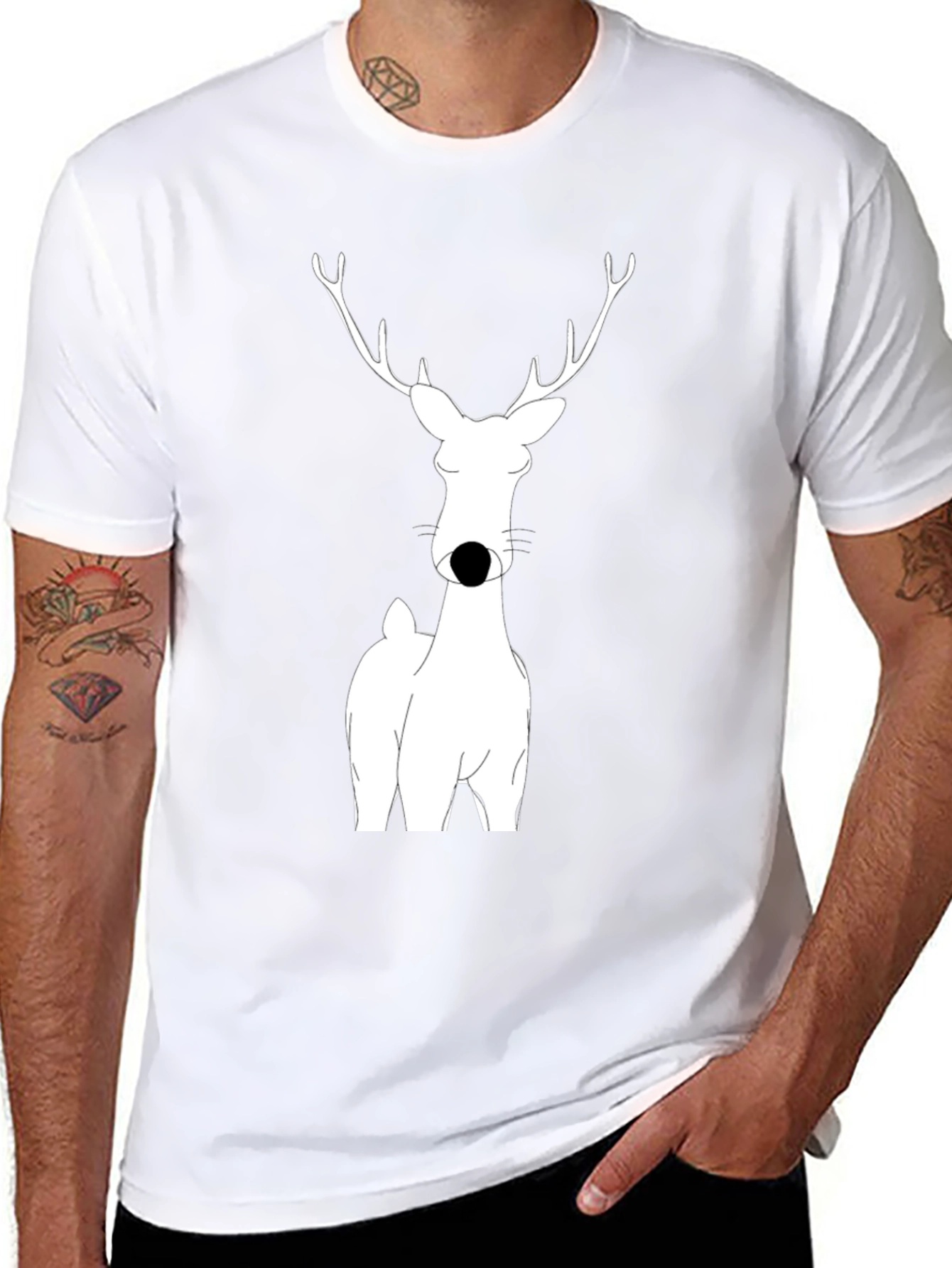 Deer Graphic Black T-Shirt for Men