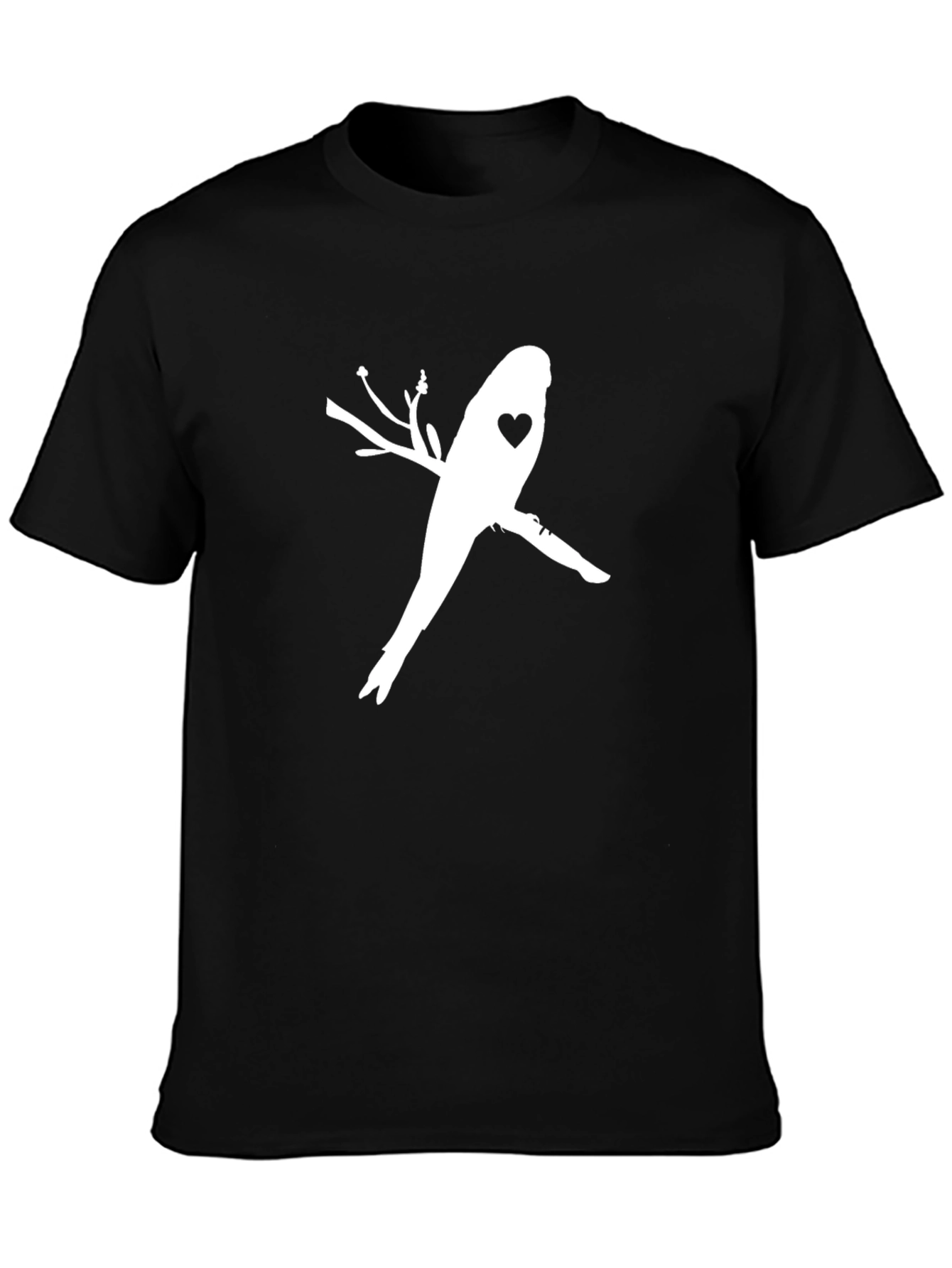 Bird with Heart T-Shirt - Stylish Black Tee