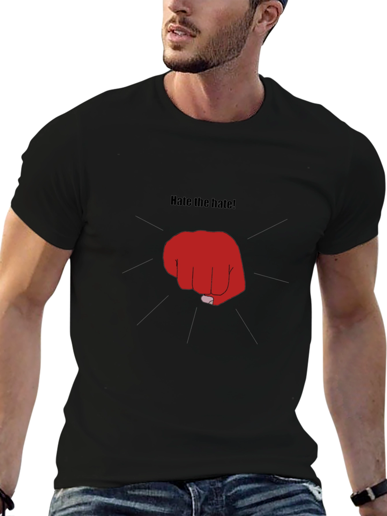 Hate the Hate! Graphic Print Black T-Shirt