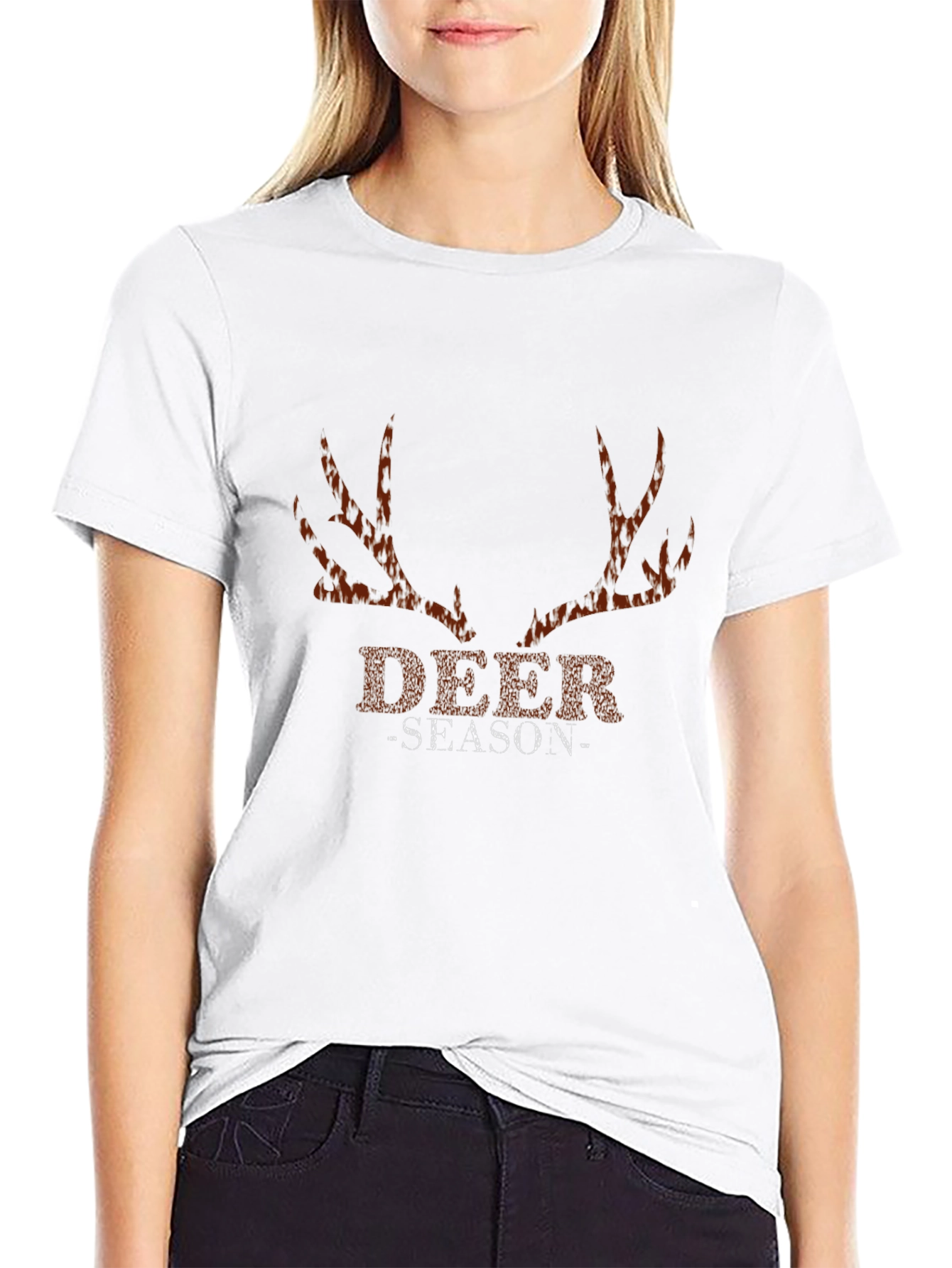 Deer Season Graphic Print Black T-Shirt