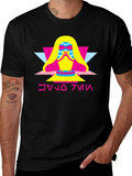 Geometric Retro Graphic Tee - Black