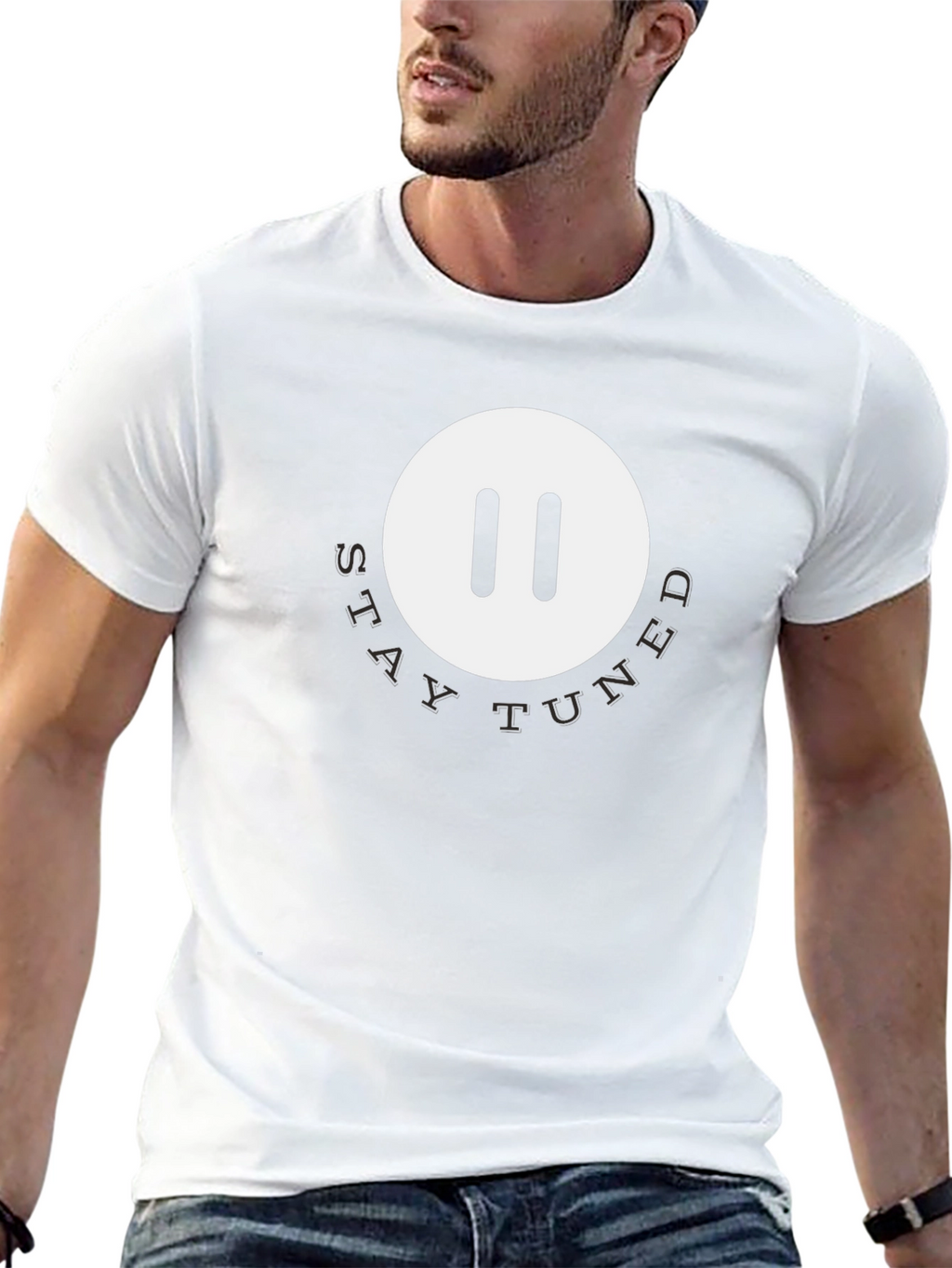 Stay Tuned Pause Button T-Shirt - Modern Graphic Tee