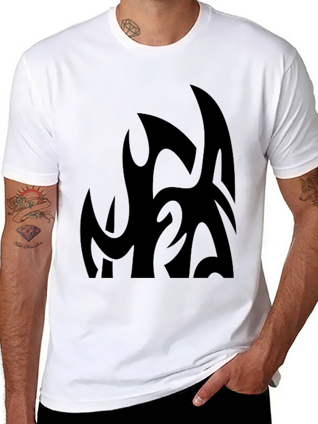 Black Graphic Tee - Abstract Design Casual Fit