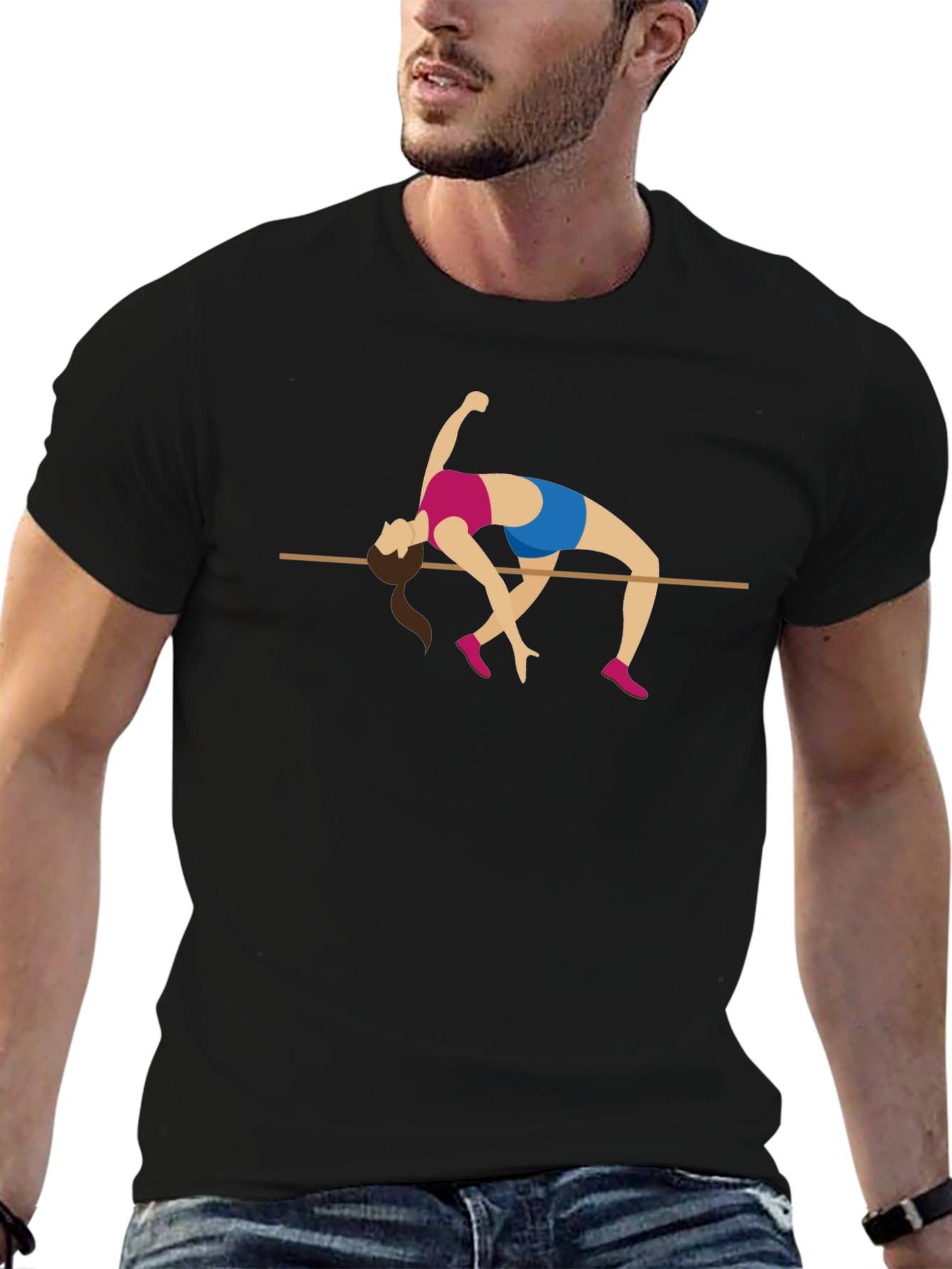 High Jump Graphic Tee - Black Cotton T-Shirt