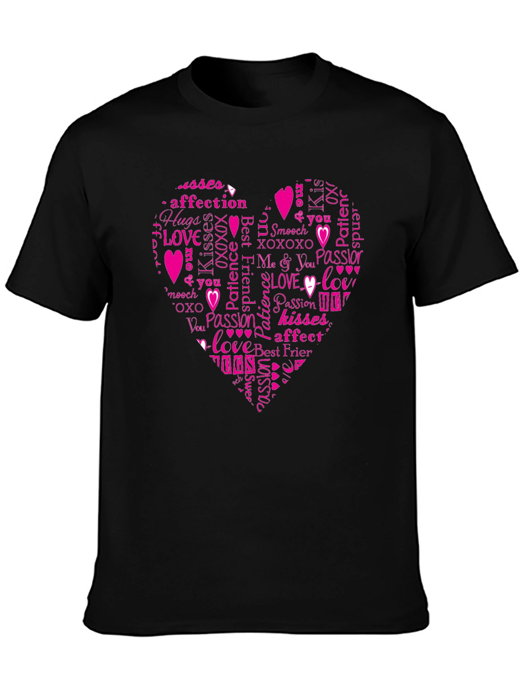 Love Heart Word Art Graphic T-Shirt