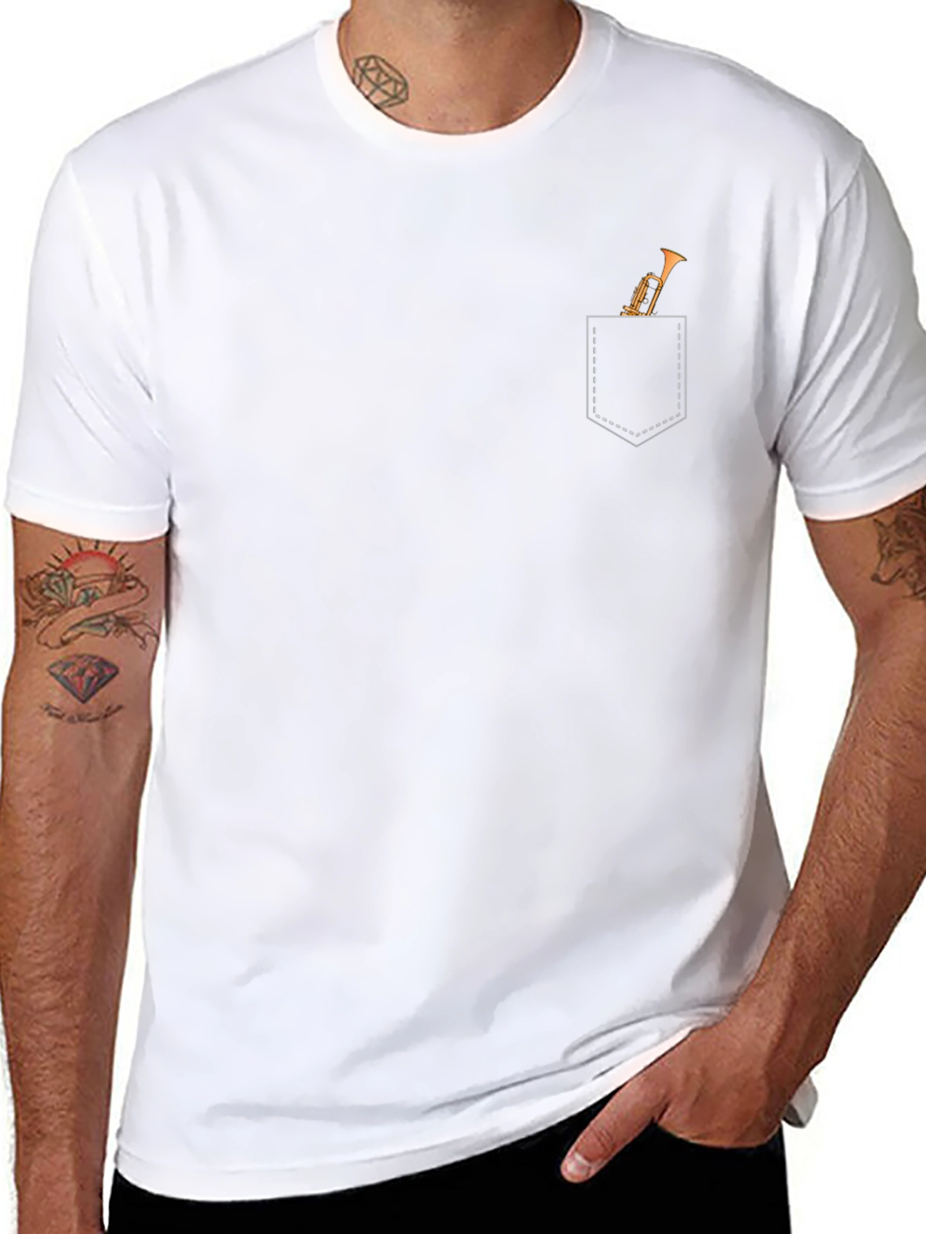 Trumpet Pocket Graphic Tee - Musicians T-Shirt