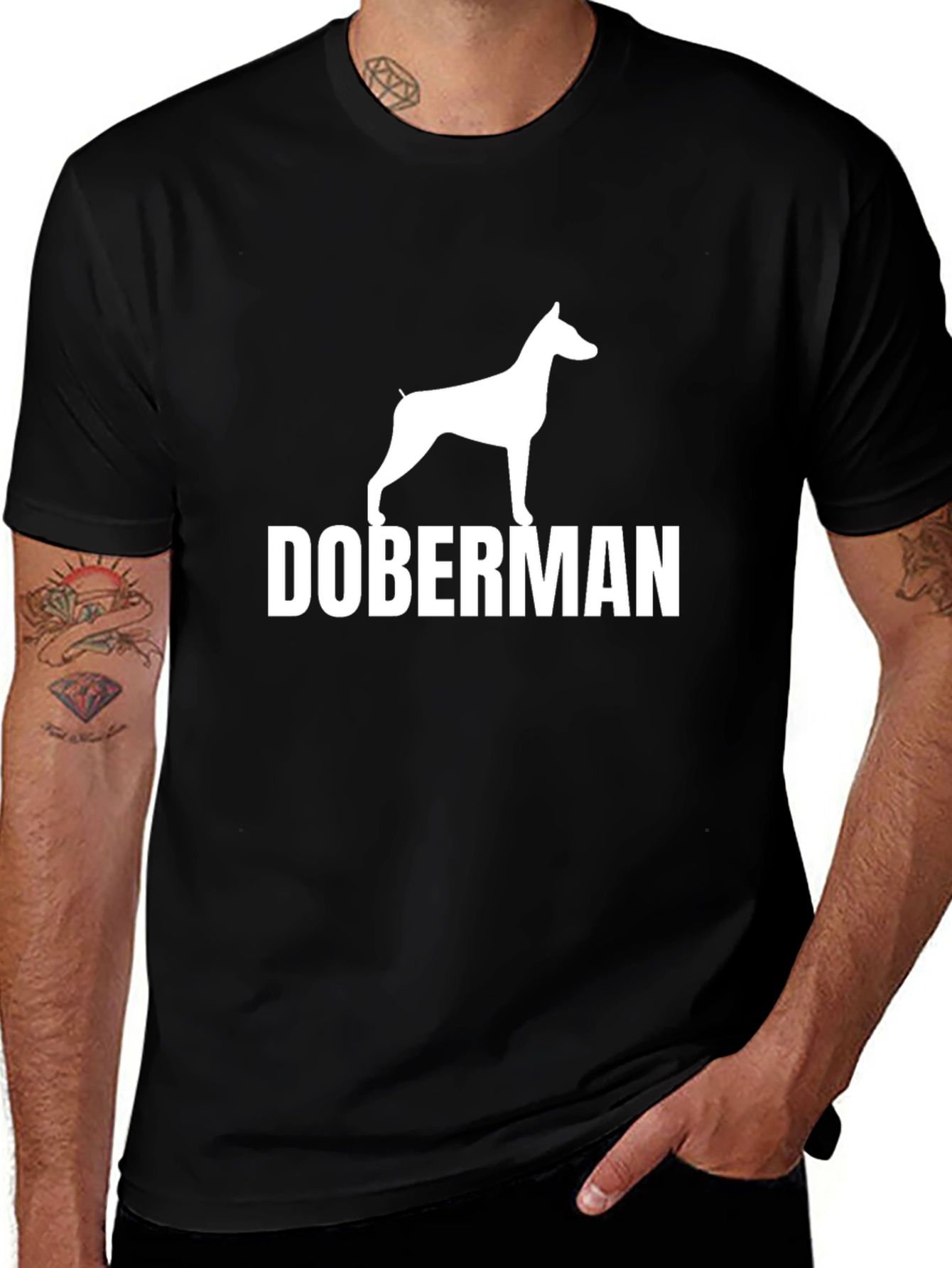 Doberman Dog Breed T-Shirt - Black Cotton Tee