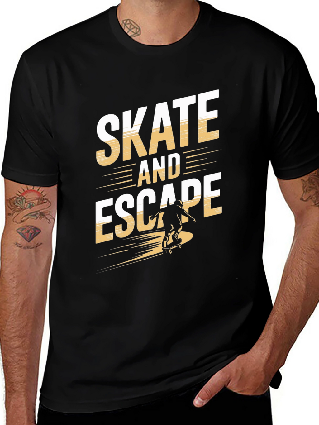 Skate and Escape Black Graphic Tee