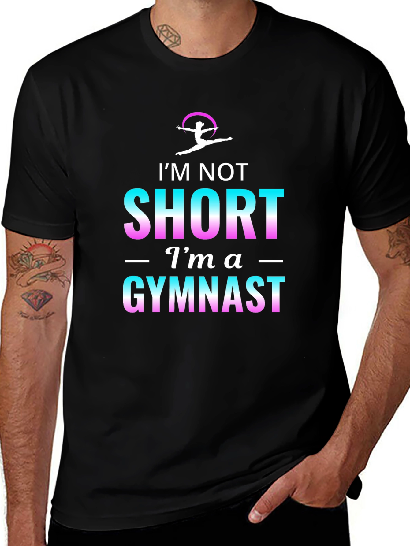 Im Not Short Im A Gymnast Black T-Shirt