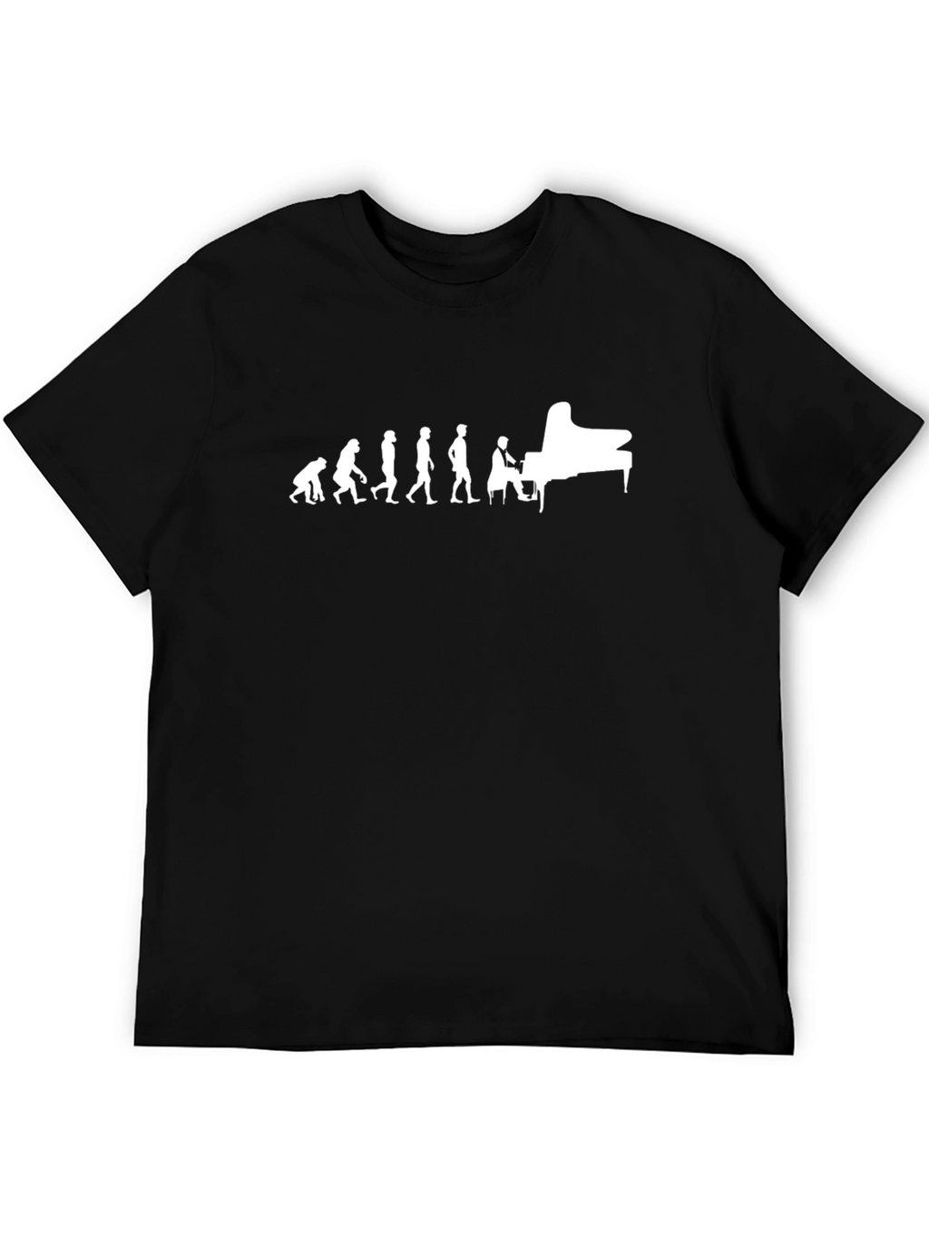 Evolution of Piano Player Black T-Shirt