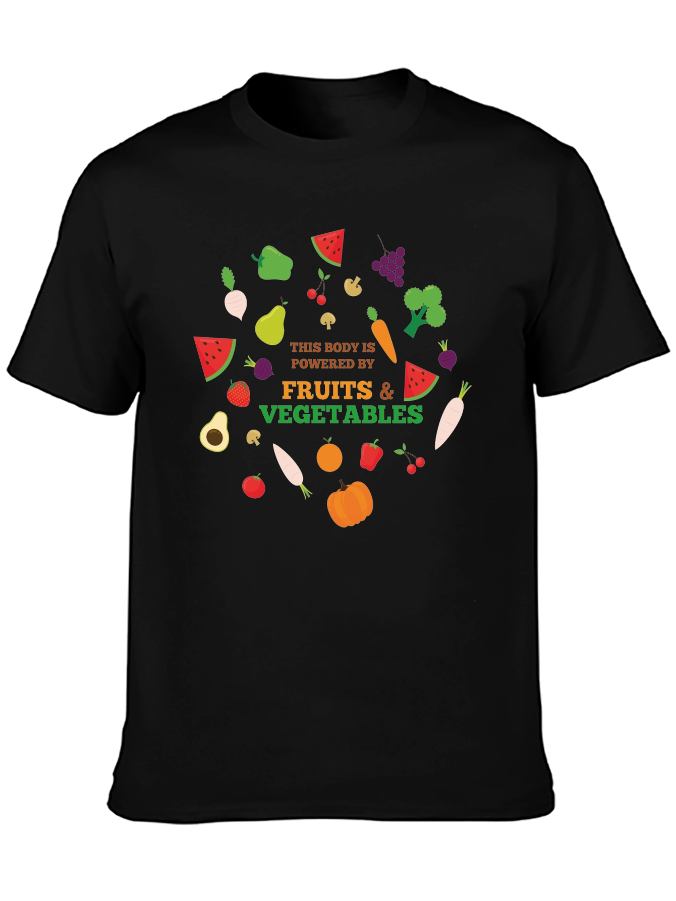 Powered By Fruits & Vegetables Graphic T-Shirt