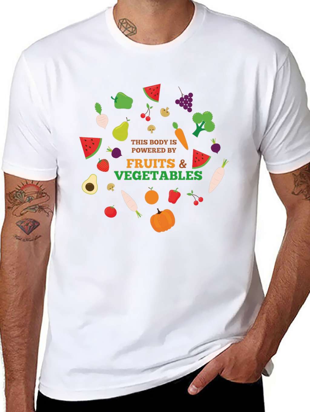 Powered By Fruits & Vegetables Graphic T-Shirt