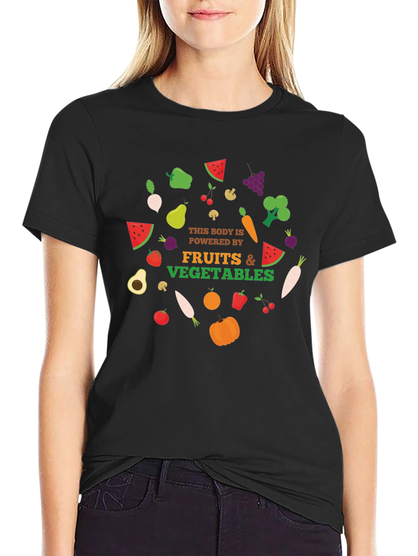 Powered By Fruits & Vegetables Graphic T-Shirt