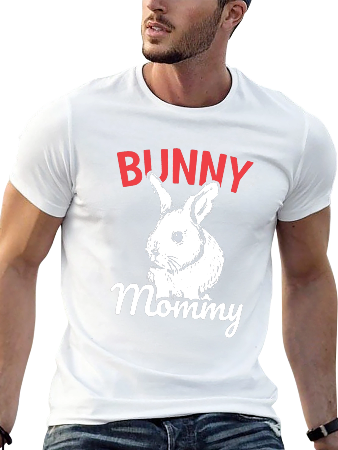Bunny Mommy Graphic T-Shirt - Black Crew Neck Tee