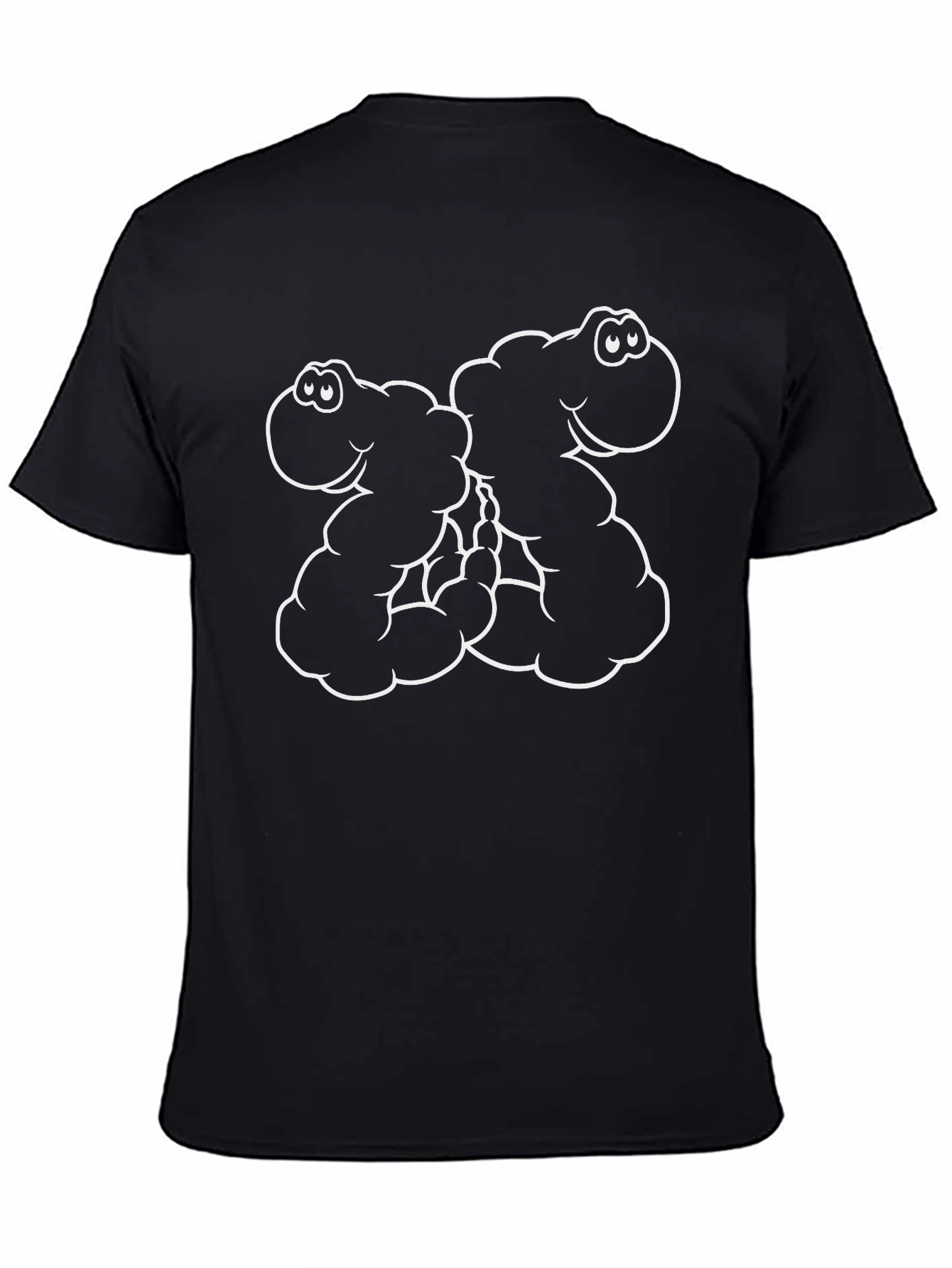 Cartoon Monster Hug Black T-Shirt
