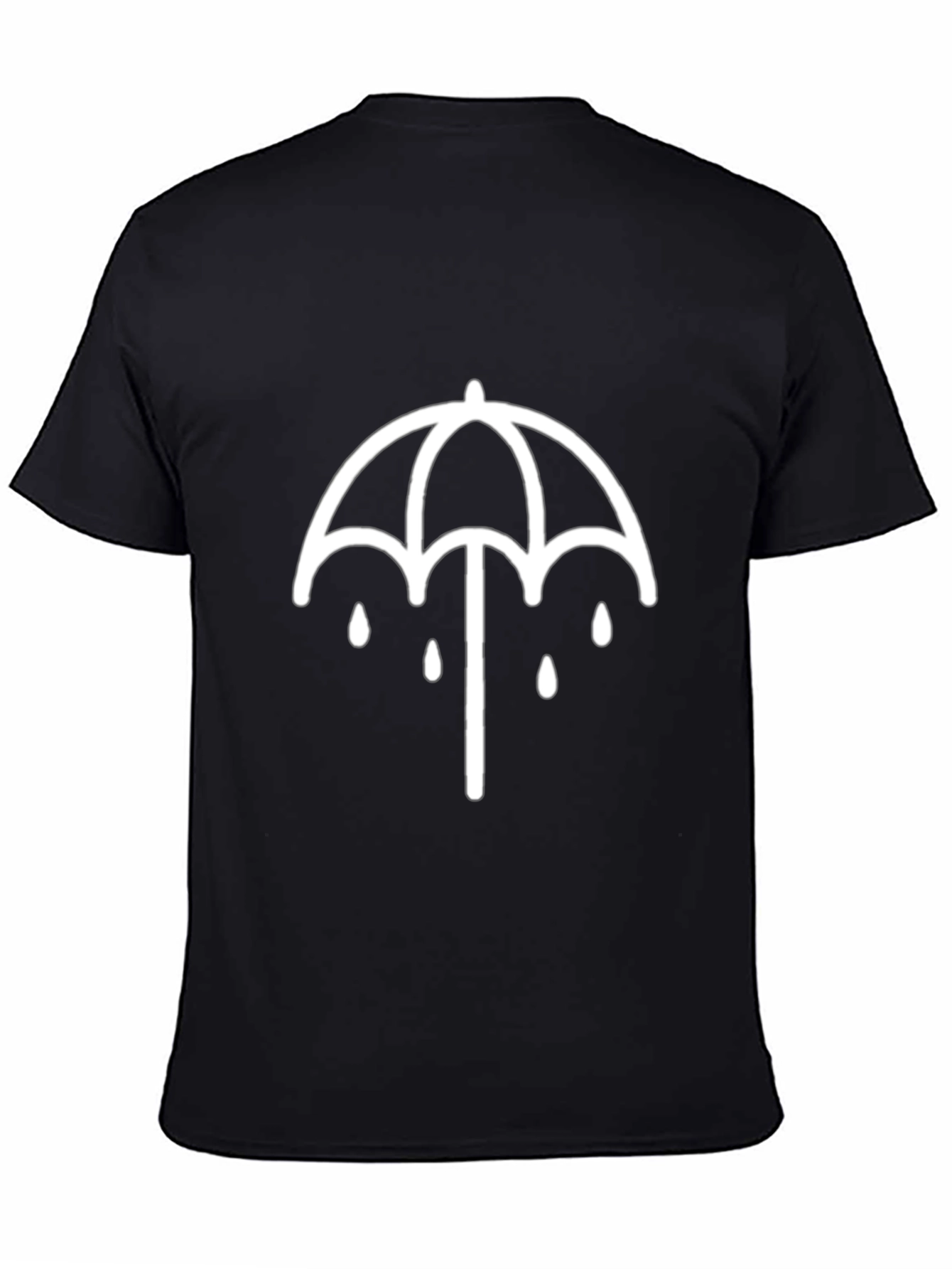 Black T-Shirt with Umbrella Graphic