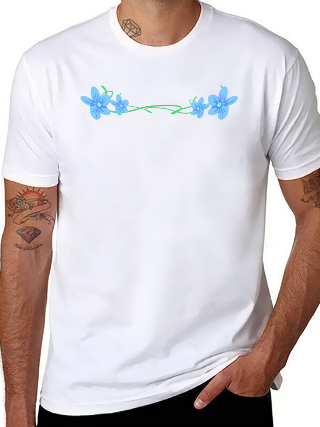 Floral Vine Graphic Black T-Shirt