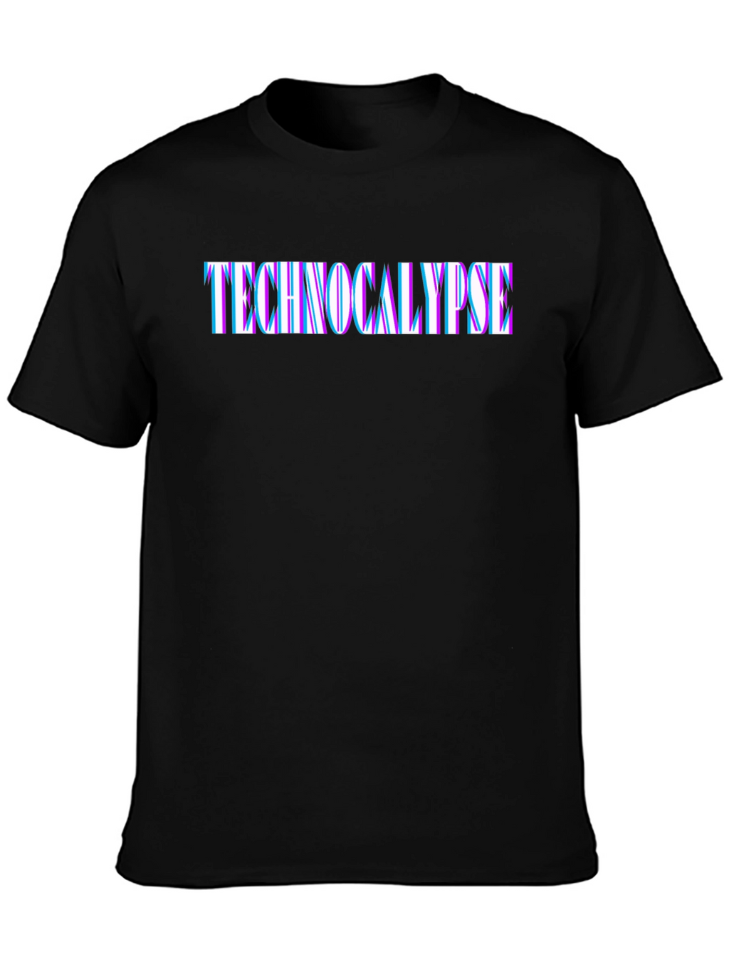Technocalypse Glitch Text Black T-Shirt