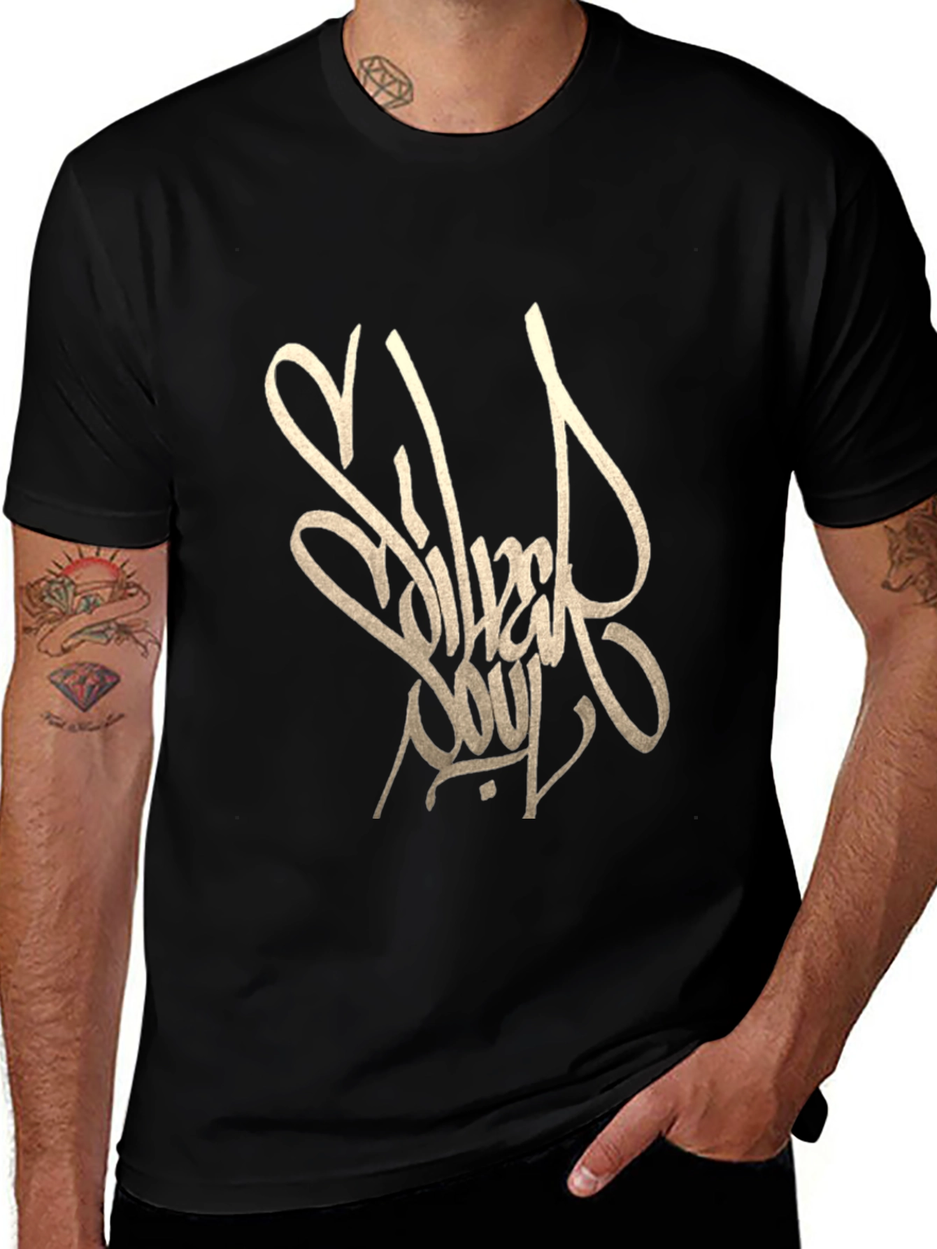 Silver Soul Graphic Tee - Black Casual T-Shirt