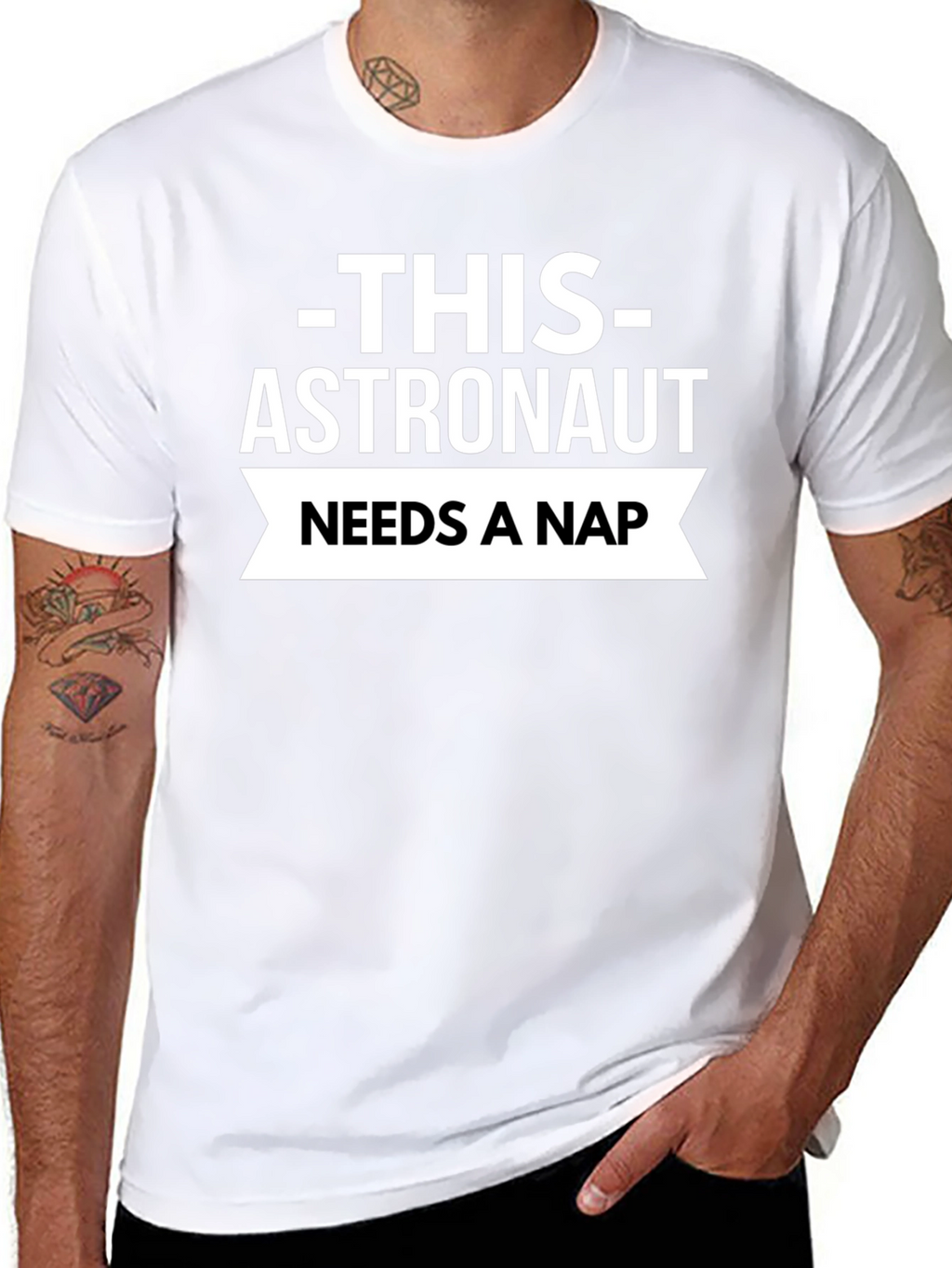 Astronaut Needs A Nap Black T-Shirt