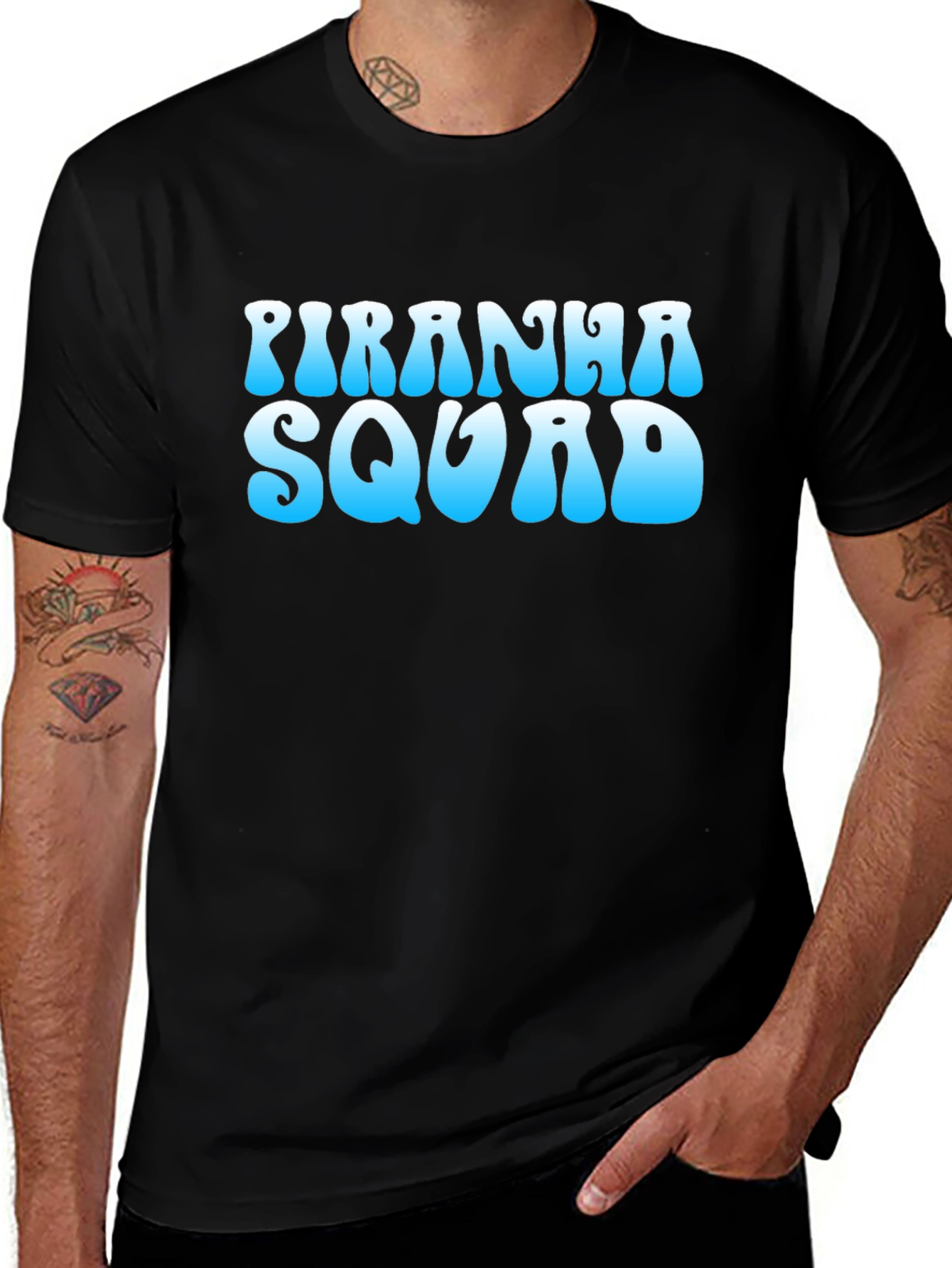 Piranha Squad Graphic Tee - Cool Blue Design