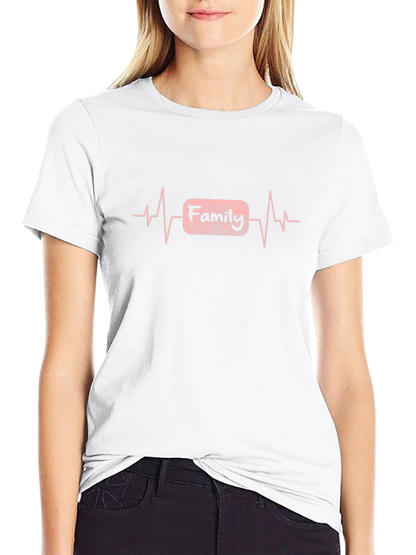 Family Heartbeat T-Shirt - Black