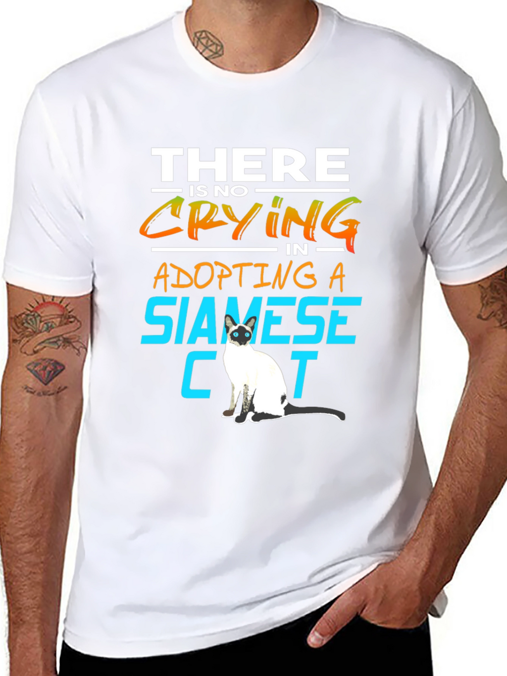 Siamese Cat Lover T-Shirt: No Crying in Adopting