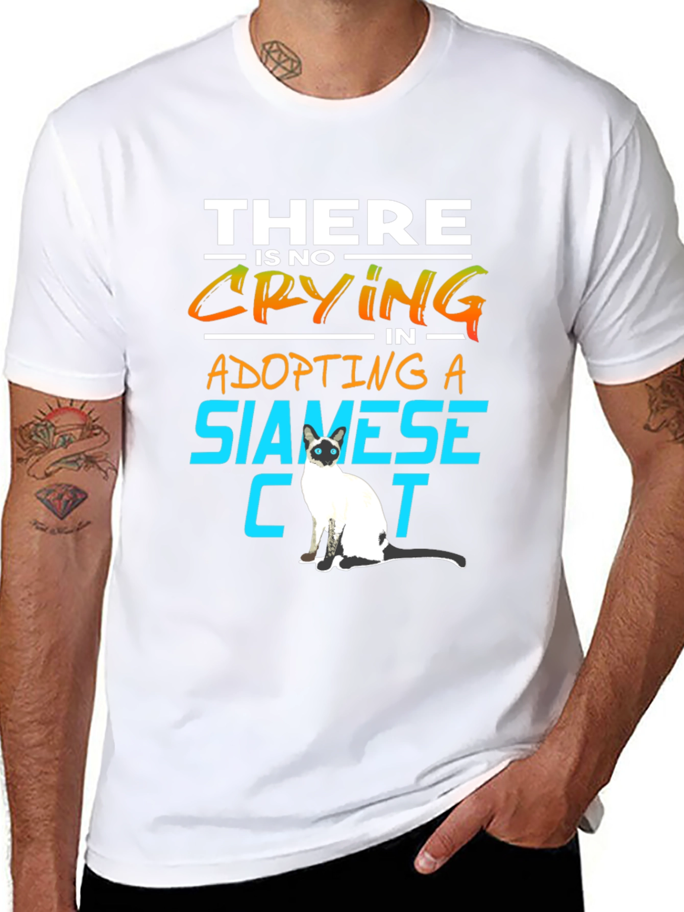 Siamese Cat Lover T-Shirt: No Crying in Adopting