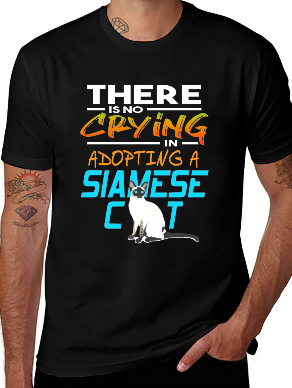 Siamese Cat Lover T-Shirt: No Crying in Adopting