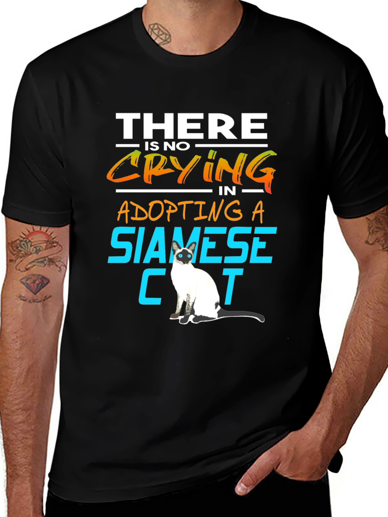 Siamese Cat Lover T-Shirt: No Crying in Adopting