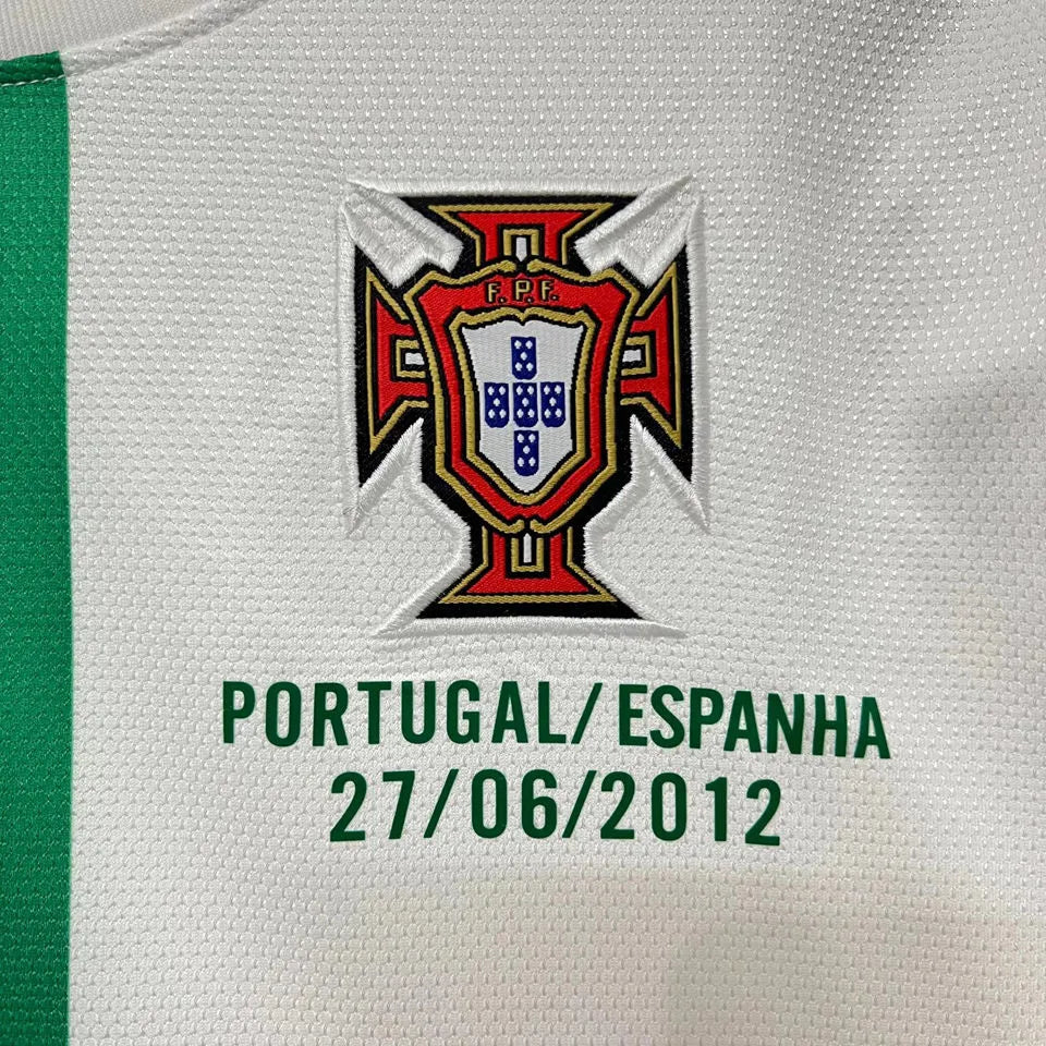 2012 Portugal Away White Retro Soccer Jersey Detail 3