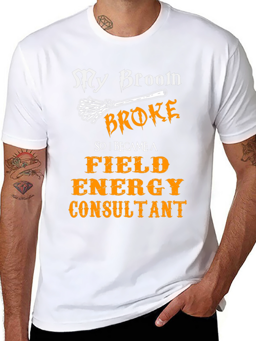 Broom Broke Field Energy Consultant Graphic Tee