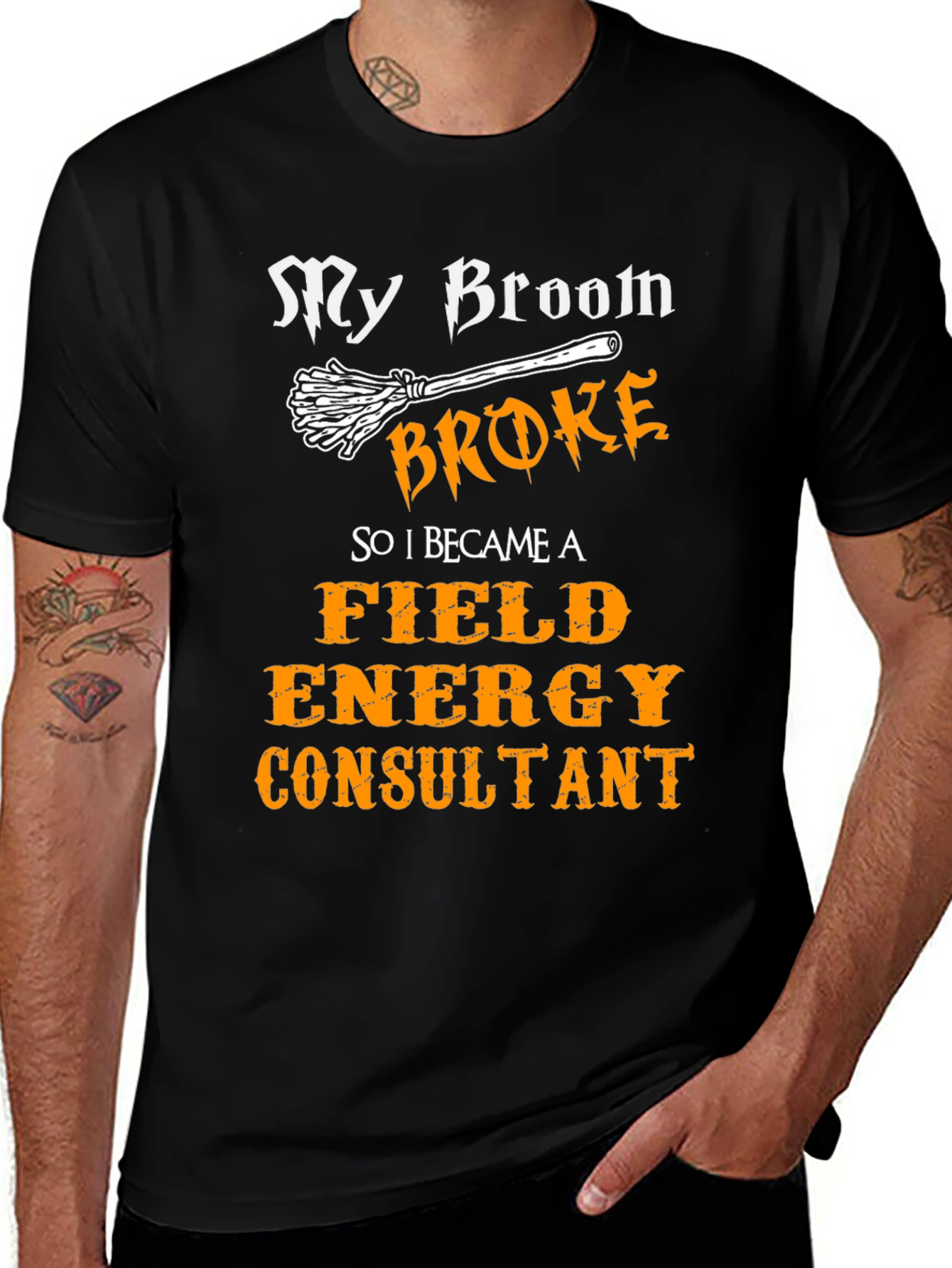 Broom Broke Field Energy Consultant Graphic Tee