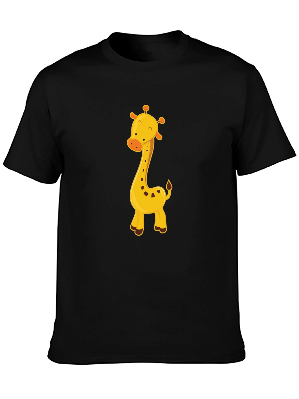 Cute Giraffe Graphic Tee - Black Cotton Blend