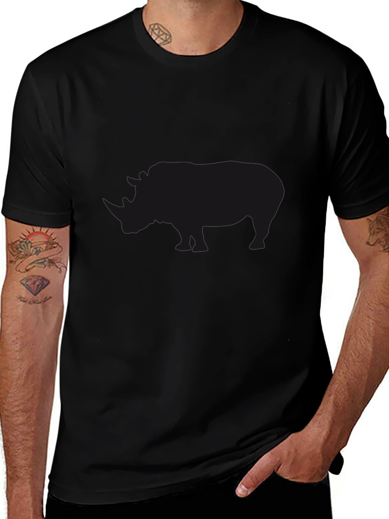 Black Rhino Silhouette Graphic T-Shirt